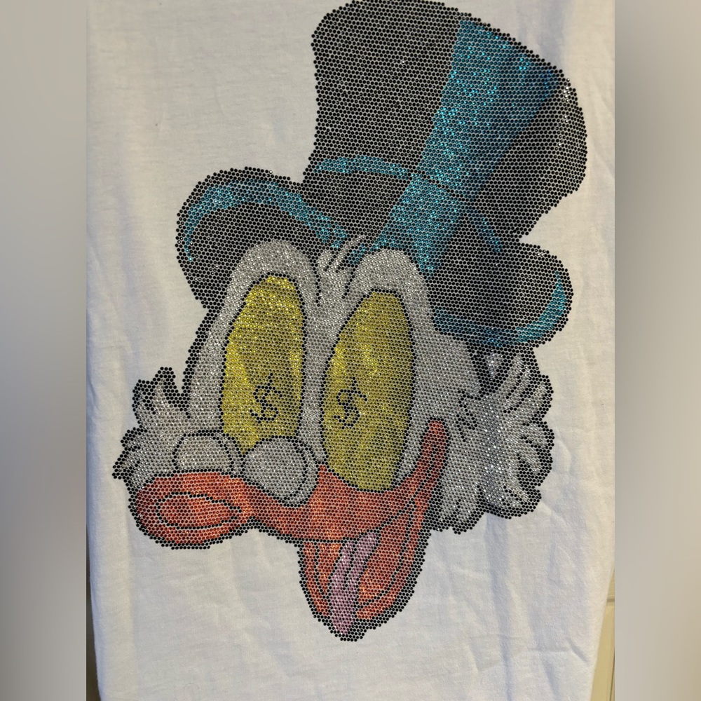 Men’s RAW Scrooge mcduck sequin t shirt size large